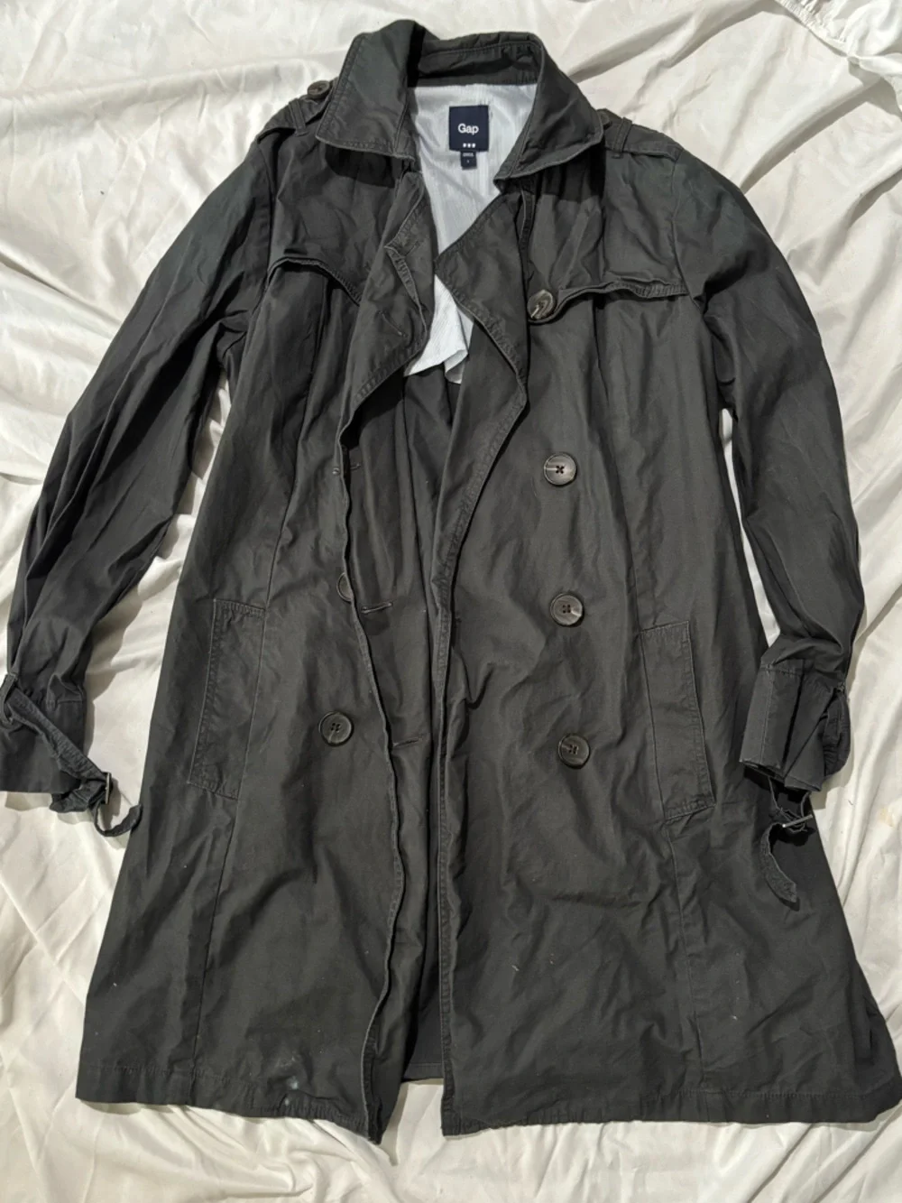 Classic Black Double-Breasted Trench Coat